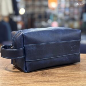 Neceser XS de Cuero Azul